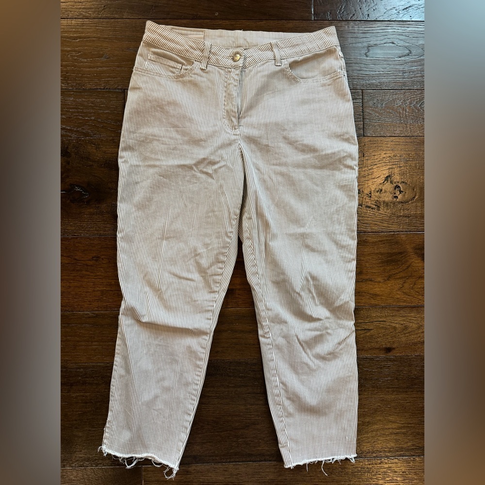 Madeline Cream and Black Striped Pants- size 10
